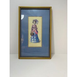 Vintage Mrs Albee Avon Woven Silk Picture J & J Cash Ltd Framed Loom Art Textile